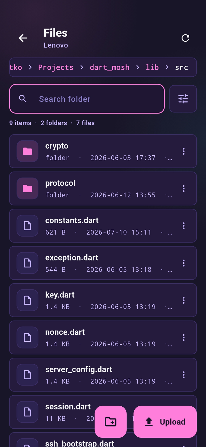 Conduit SFTP file browser navigating a remote server